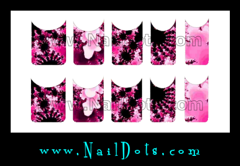 Crazy Pink Flower Nail Tips